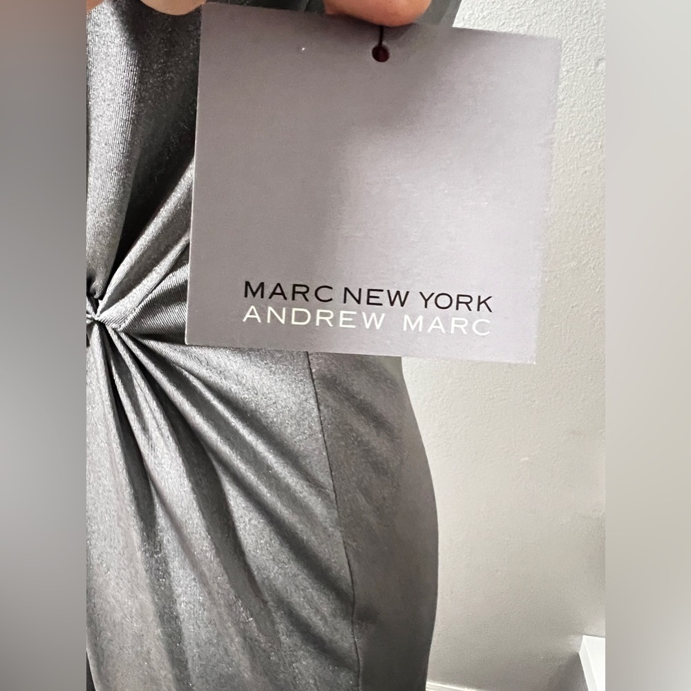 Marc New York Andrew Marc Silver Faux Wrap Dress Size 2 NWT - Picture 6 of 15